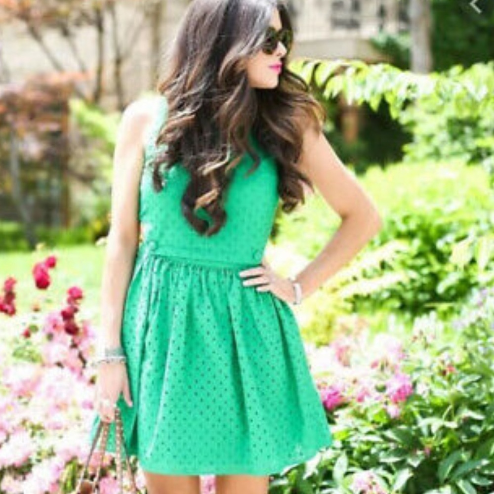 Top shop green eyelet dress
